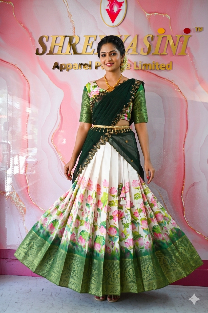 Premium Traditional Indian Pattu Pavadai | Girls' Silk Lehenga Choli