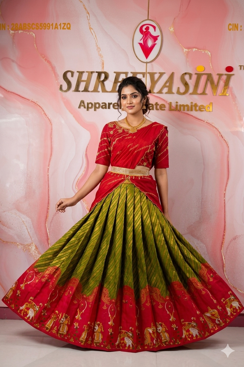 Premium Traditional Indian Pattu Pavadai | Girls' Silk Lehenga Choli