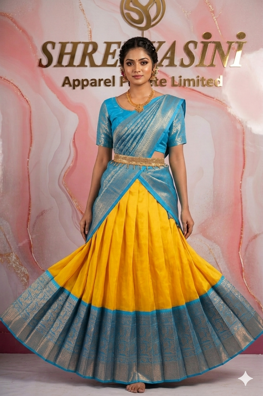 Premium Traditional Indian Pattu Pavadai | Girls' Silk Lehenga Choli