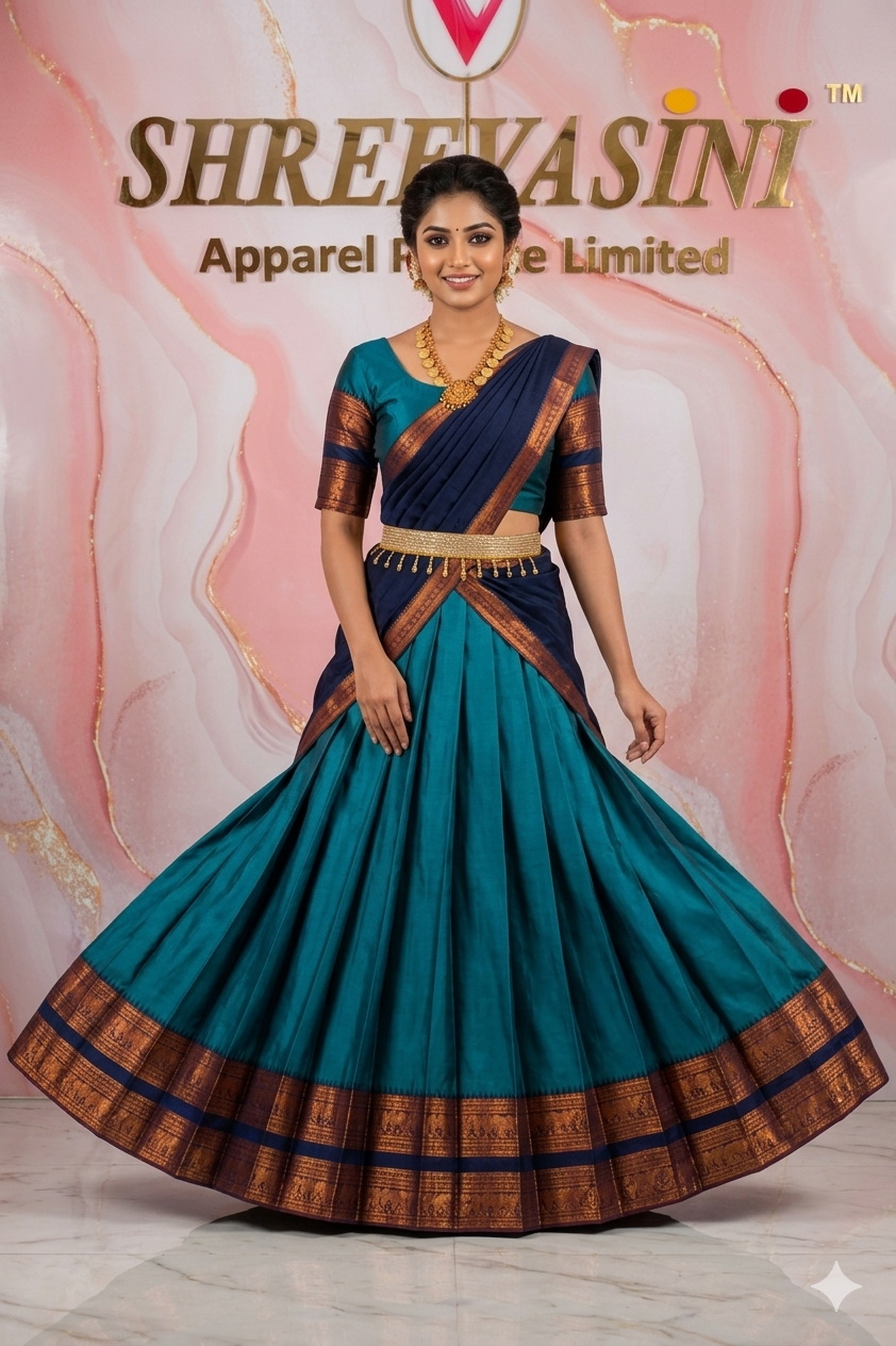 Premium Traditional Indian Pattu Pavadai | Girls' Silk Lehenga Choli