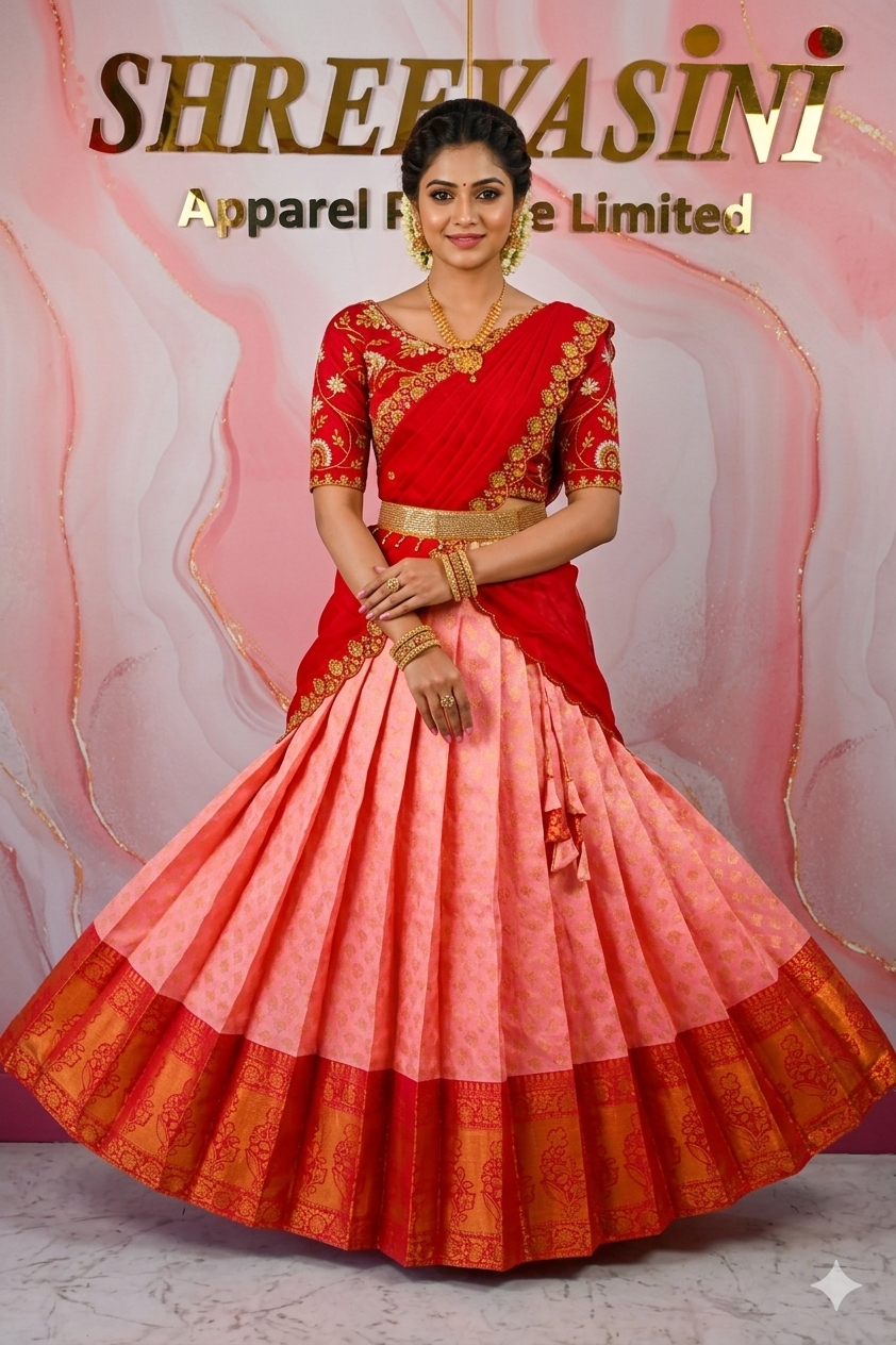 Premium Traditional Indian Pattu Pavadai | Girls' Silk Lehenga Choli