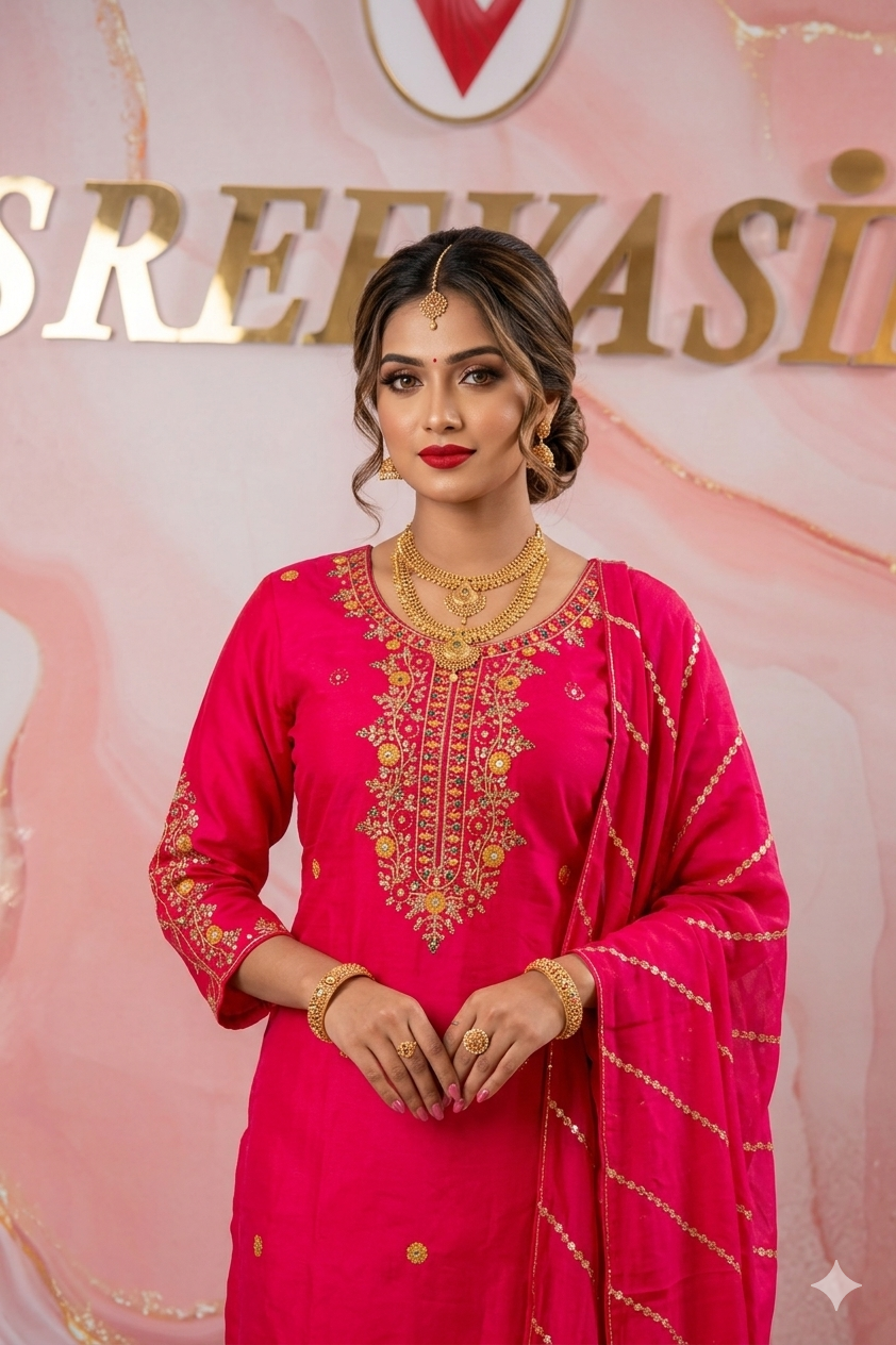 Premium 3-Piece Indian Party Wear Chudidar Suit Set