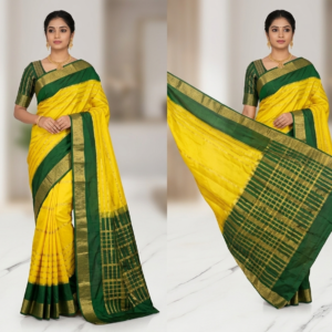 Premium Crepe Saree with Rich Woven Zari Border & Matching Blouse