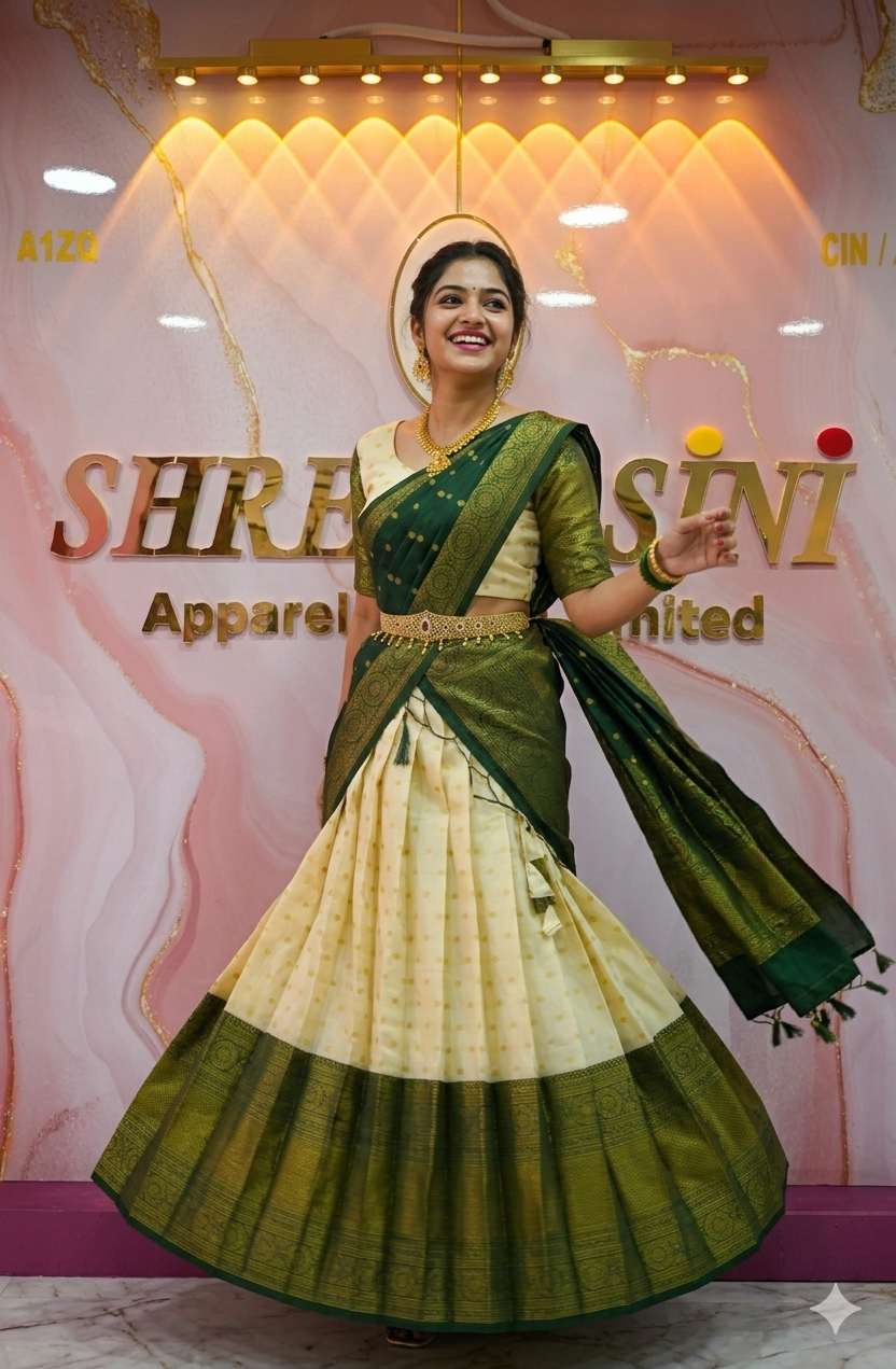 Premium Traditional Indian Pattu Pavadai | Girls' Silk Lehenga Choli