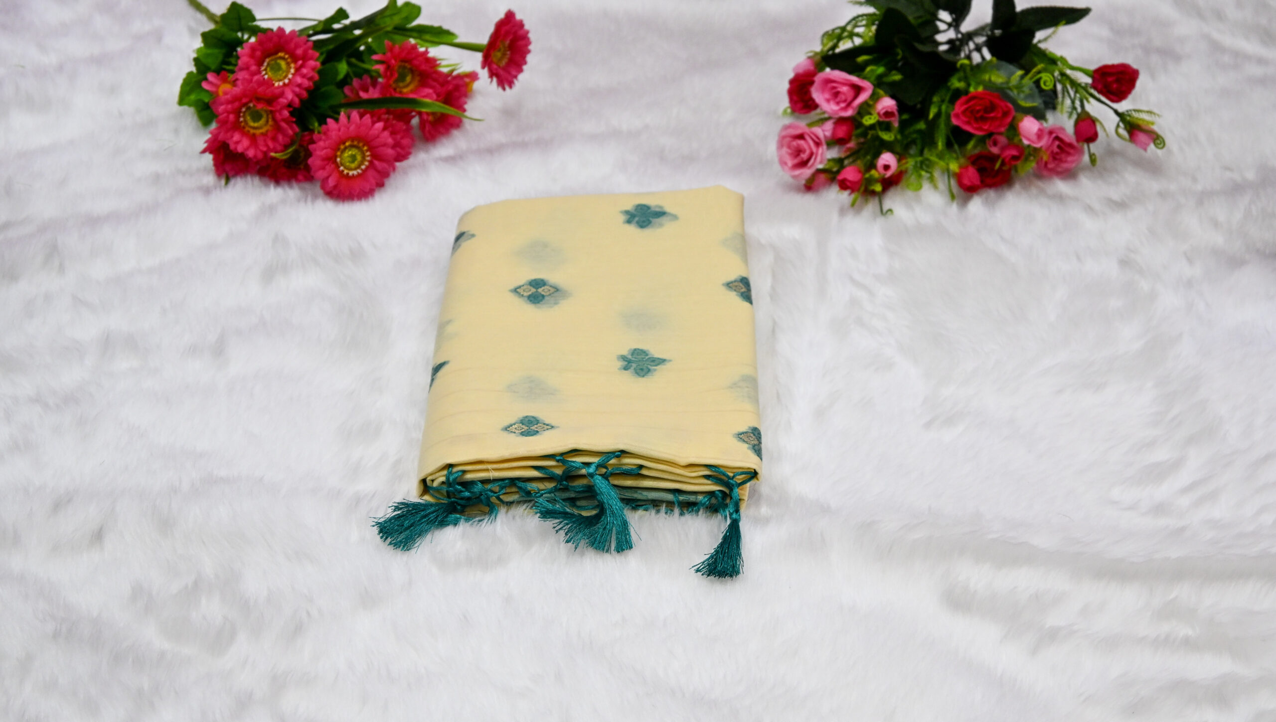 Premium Cotton Saree with Traditional Rich Border and Matching Blouse